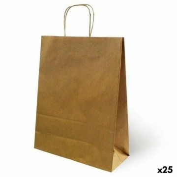 Paper Bag Fama Brown With handles 26 x 10 x 35 cm (25 Units)