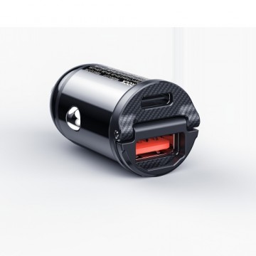 OEM Rock Car charger H18 Mini  - USB + Type C - 30W 3A black