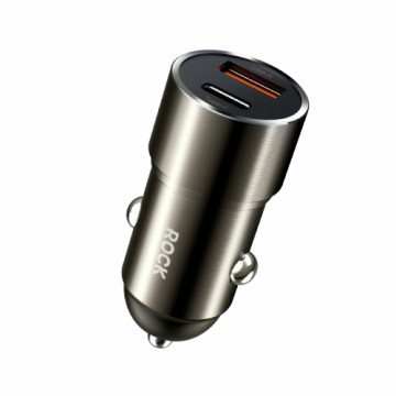 OEM Rock Car charger H20  - USB + Type C - 15W 3A dark grey