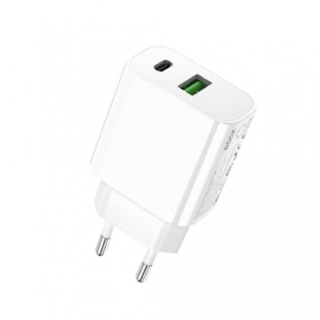 Rock Wall charger T43  - USB + Type C - QC 3.0 PD 20W 3A white