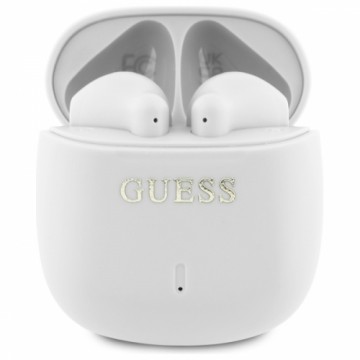 Guess słuchawki Bluetooth GUTWSJ14ESGH    TWS + stacja dokująca biały|white Printed Classic Logo