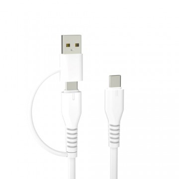 Forever recycling cable 2w1 1,5m 3A USB-C - USB-C + USB-A KR2W1-00 white