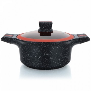 Herzberg Cooking Herzberg HG-RSCAS32: Granite-Coated Casserole with Glass Lid - 32CM