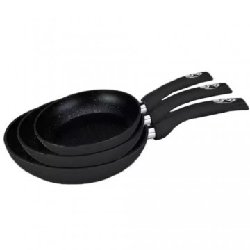 Herzog HR-3030: 3 Pieces Marble Coated Forged AluminumFry Pan Set Black