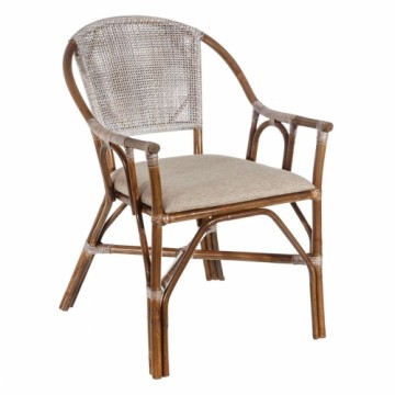 Dining Chair Brown Grey Polyester Rattan Foam 56 x 60 x 84 cm