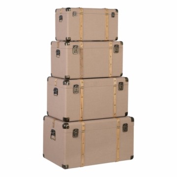 Bigbuy Home Ceļojumu bagāžas komplekts Pelēkbrūns Lins Metāls Koks MDF 77 x 47 x 42 cm (4 gb.)