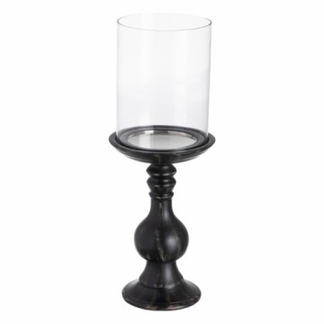 Candleholder Black Wood Crystal 20 x 20 x 53 cm