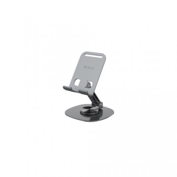 Devia folding holder stand EL243 for phone tablet rotating 360 gray metal