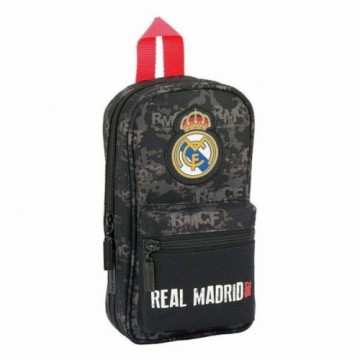 Пенал-рюкзак Real Madrid C.F. Чёрный Спортивный 33 Предметы 12 x 23 x 5 cm