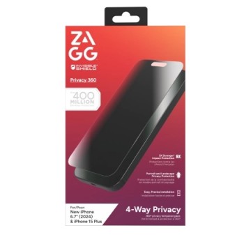 ZAGG InvisibleShield Glass Elite Privacy 360 for iPhone 15 Plus | 16 Plus