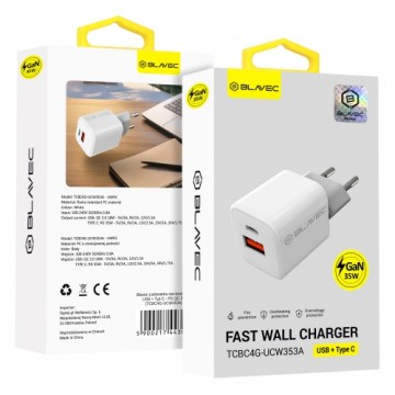 OEM Blavec Wall charger BC4 GaN - USB + Type C - 35W 3A (TCBC4G-UCW353A) white