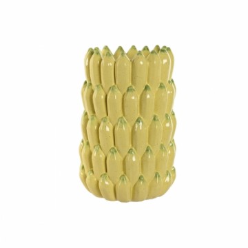 Vase Home ESPRIT Yellow Ceramic Stoneware Tropical 25 x 25 x 38 cm