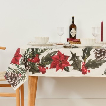 Stain-proof resined tablecloth Muaré Christmas Flowers 200 x 140 cm