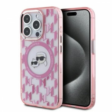 Karl Lagerfeld KLHMP15LHMCKMHP iPhone 15 Pro 6.1" różowy|pink IML Monogram Karl&Choupette Head MagSafe