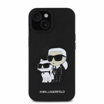 Karl Lagerfeld PU Saffiano Karl and Choupette Case for iPhone 15 Black