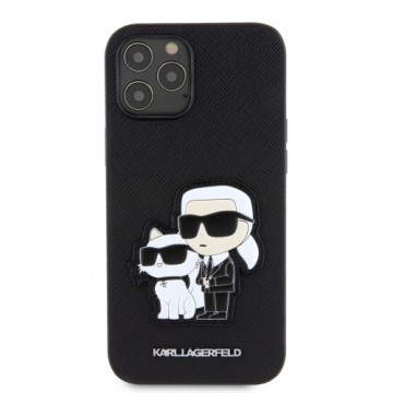 Karl Lagerfeld PU Saffiano Karl and Choupette Case for iPhone 12|12 Pro Black