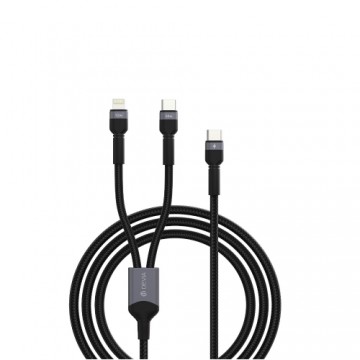 Devia 2in1 cable Extreme EC648  USB-C + USB-C - Lightning 1,2 m 3A black