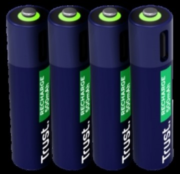 Baterijas Trust USB-C Rechargeable AAA Batteries 4pack