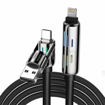 4-in-1 USB-C|USB-A to USB-C|Lightning cable Blitzwolf BW-HDC6 1.2m 240W RGB (black)