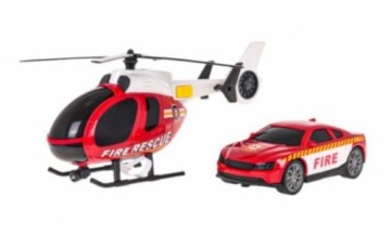 RoGer Helicopter + Fire Department Car Set