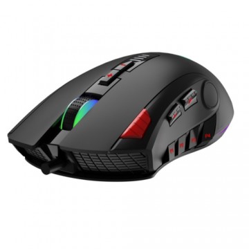 Aula H512 RGB Освещение Плетеный провод Игровая оптическая мышь 12 программируемых кнопок 400-5000dpi Черный