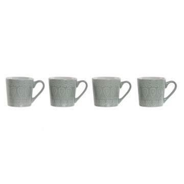 Набор из 4 кружек Mug Home ESPRIT Зеленый Керамика 360 ml 9,5 x 13 x 9,2 cm Mandala