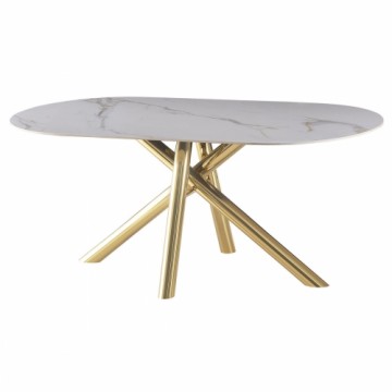 Dining Table Home ESPRIT Golden Metal Ceramic 180 x 90 x 75 cm