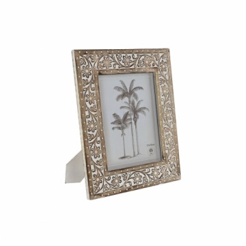 Photo frame Home ESPRIT White Natural Crystal Mango wood Indian Man 31,5 x 2 x 36,5 cm