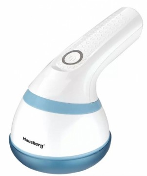 Lint remover, rechargeable battery powered, white with light blue, Klausberg.