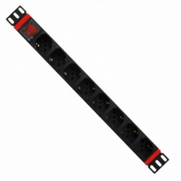 Schuko 19" 8 virzienu daudzligzdu adapteris ar ieslēgšanas/izslēgšanas slēdzi WP WPN-PDU-C01-08 (2 m)