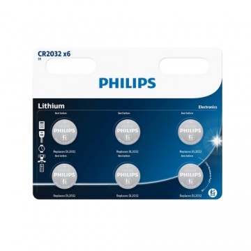 Battery PHILIPS CR2032 Lithium 6pc Blister