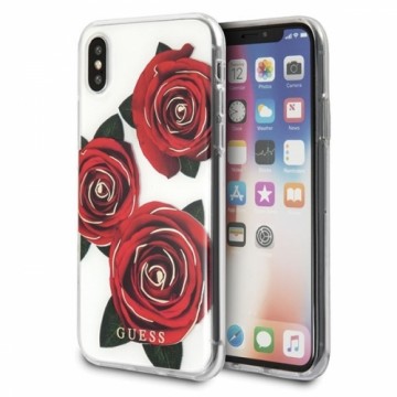 Guess GUHCPXROSTR iPhone X transparent  hard case Flower Desire red rose