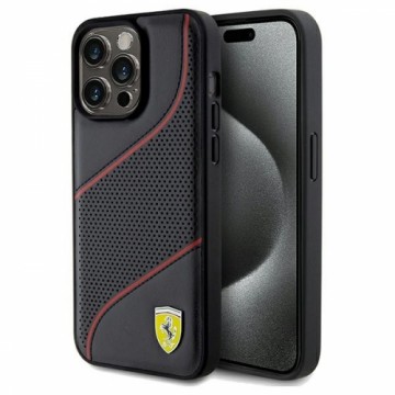 Ferrari FEHCP15XPWAK iPhone 15 Pro Max 6.7" czarny|black hardcase Perforated Waves Metal Logo