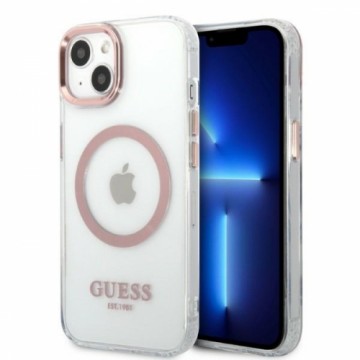 Guess Transparent MagSafe Compatible Case for iPhone 13 Pink