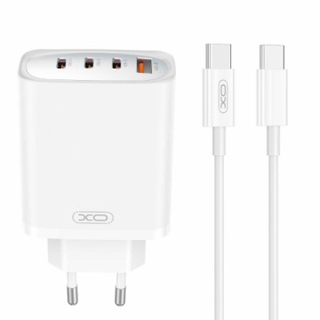 XO wall charger CE23 PD 65W 3x USB-C 1x USB white + cable USB-C - USB-C