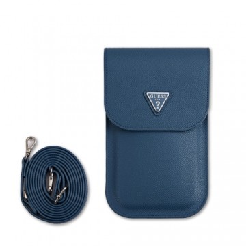 Guess PU Grained Triangle Logo Phone Bag Blue