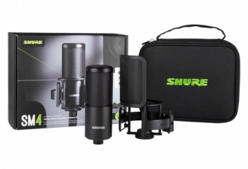 Shure SM4-K-KIT - condenser microphone, externally polarised, handle, popfilter, case