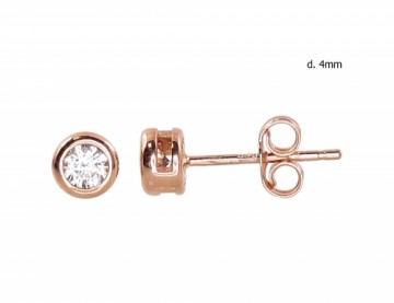 Gold classic studs earrings #1201189(Au-R)_CZ, Red Gold 585°, Zirkons, 0.74 gr.