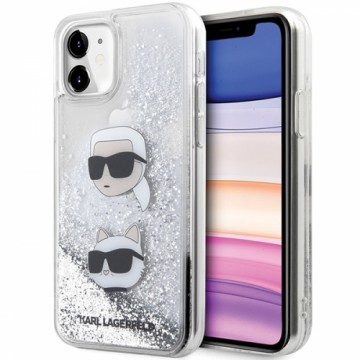 Karl Lagerfeld KLHCN61LDHKCNS iPhone 11  | Xr 6.1" srebrny|silver hardcase Liquid Glitter Karl & Choupette Heads