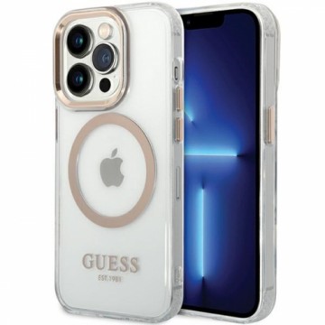 Guess GUHMP15XHTRMD iPhone 15 Pro Max 6.7" złoty|gold hard case Metal Outline Magsafe