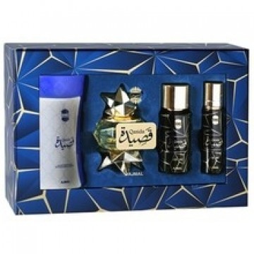 Ajmal Qasida Gift Set EDP 60ml, Body Powder 80g, Body Mist 50ml and Hair Mist 30ml