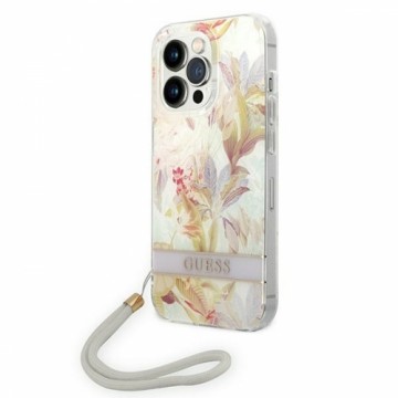 Guess GUOHCP14LHFLSU iPhone 14 Pro 6,1" fioletowy|purple hardcase Flower Strap