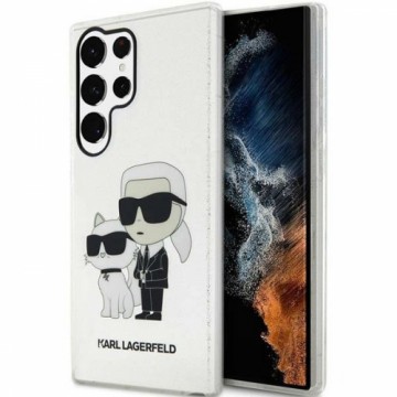 Karl Lagerfeld IML Glitter Karl and Choupette NFT Case for Samsung Galaxy S23 Ultra Transparent