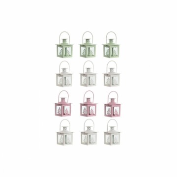 Street lamp Home ESPRIT White Green Pink Crystal Iron Shabby Chic 7 x 7 x 10 cm (3 Pieces) (4 Units)