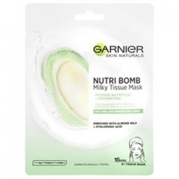 Garnier Skin Naturals Milky Tissue Mask - Textile face mask with almond milk for dry and sensitive skin