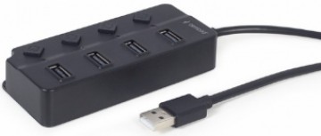 USB Centrmezgls Gembird USB 2.0 4-port Hub with Switches Black