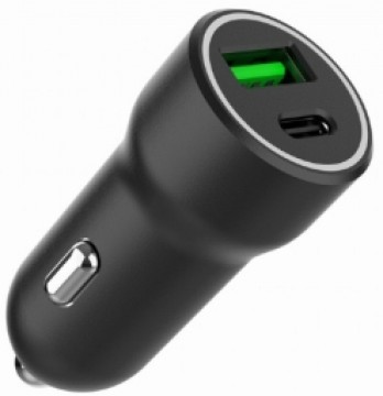 Auto lādētājs Gembird USB Type-C + USB Type-A Black