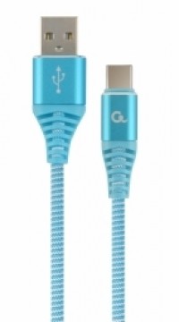 Gembird USB Male - USB Type C Male Premium cotton braided 1m Blue|White