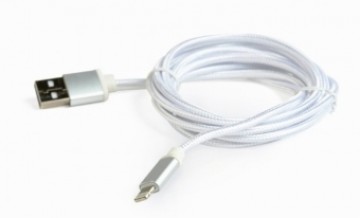 Gembird cotton braided USB Lightning 1.8m Silver