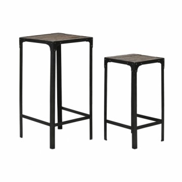 Set of 2 tables Home ESPRIT Black Natural 38 x 38 x 75 cm